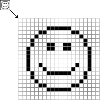 SMILE FACE 16x16 PIXEL EXAMPLE1